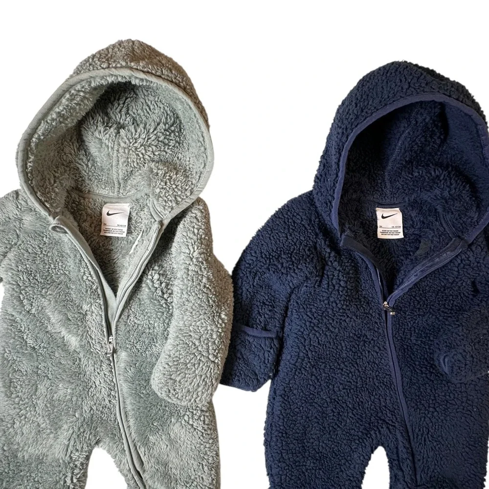 Nike Baby 3M Sherpa Hooded Coverall 2-Pack Blue & Gray One‎ piece Jumpsuit